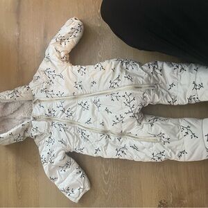 Jessica Simpson White Floral Branch Print Puffer One-Piece